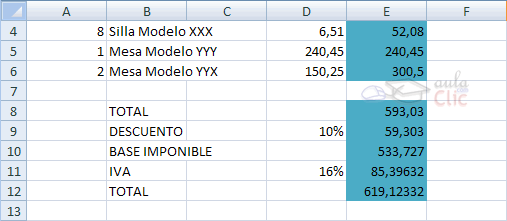 ejemplo factura muebles