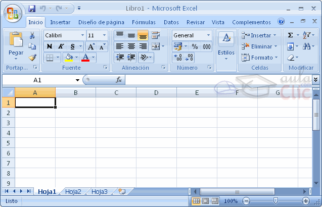 pantalla general excel 2007